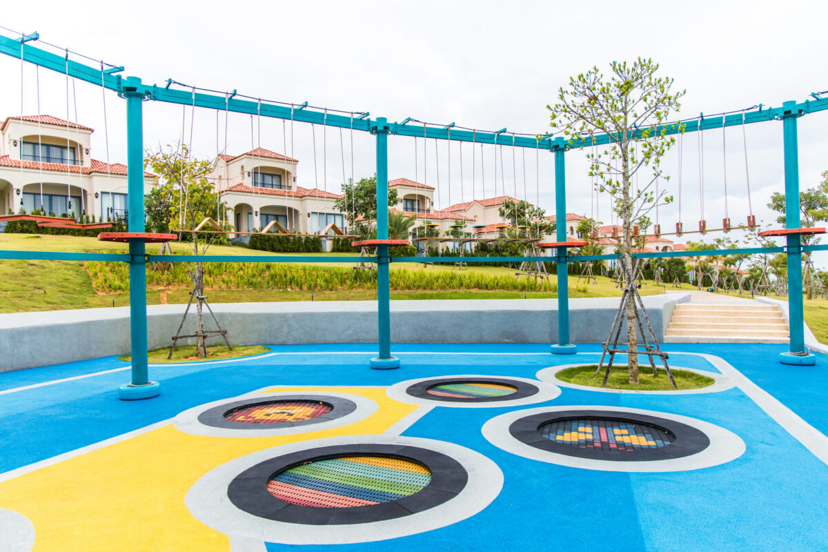 WINAM outdoor playground equipment with colourful EPDM rubber safety flooring, completed project 01 in Vietnam