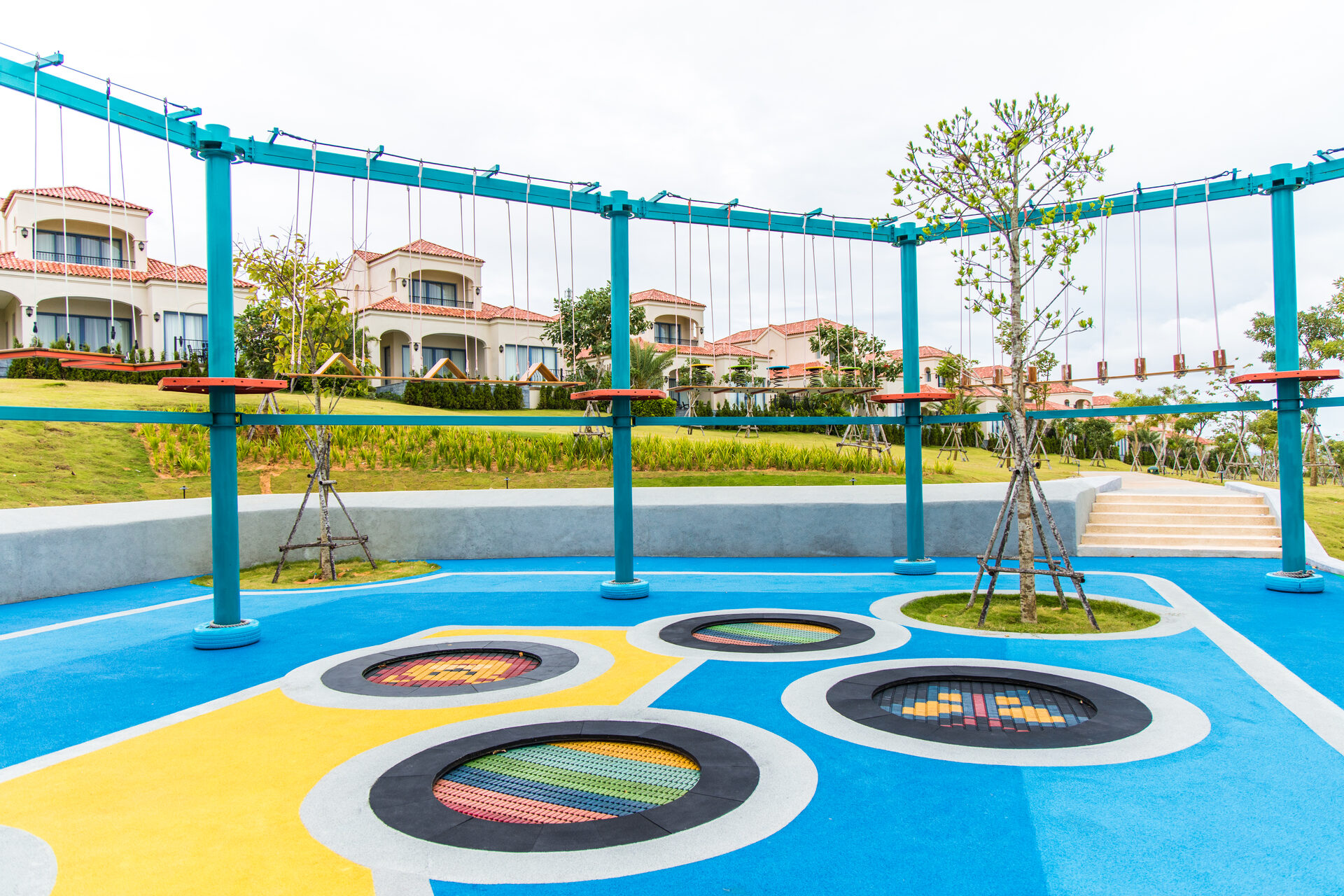 WINAM outdoor playground equipment with colourful EPDM rubber safety flooring, completed project 01 in Vietnam