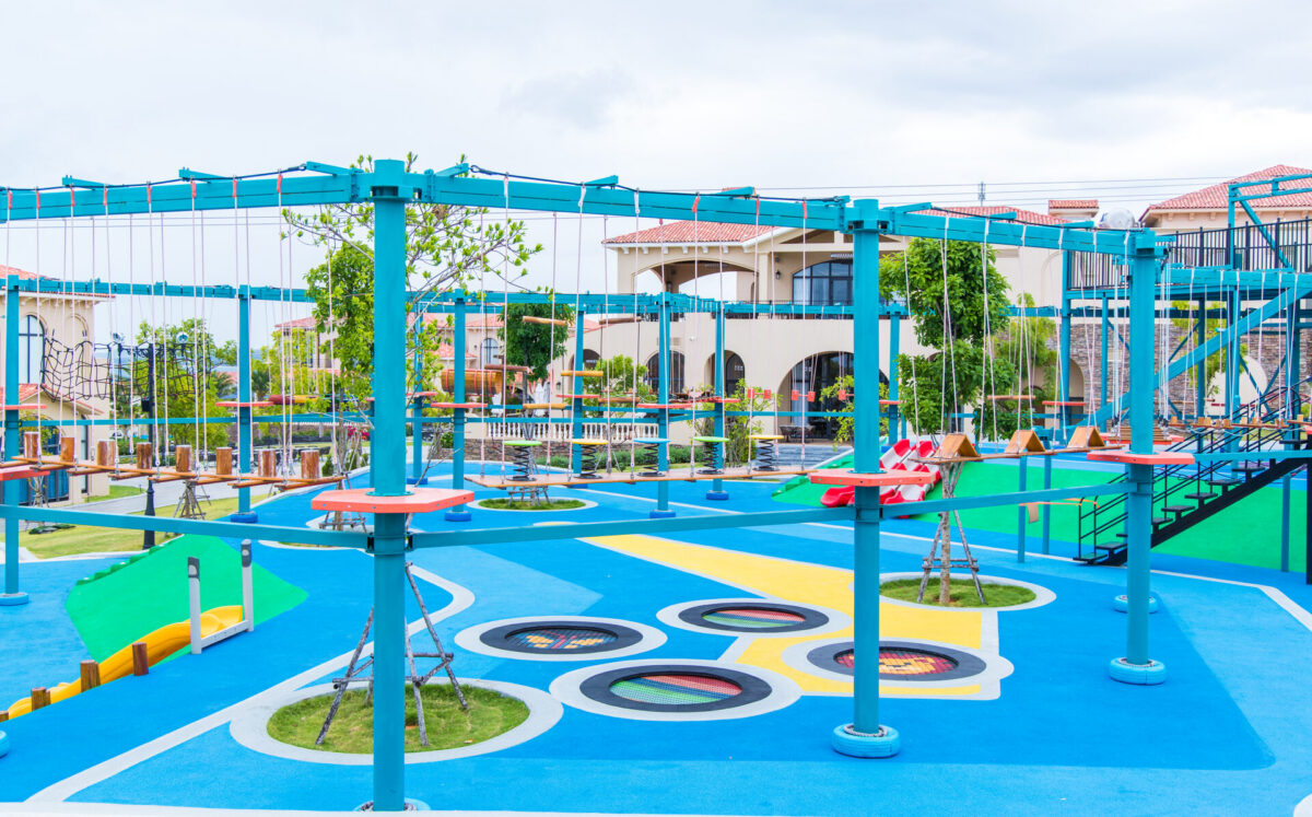 WINAM outdoor playground equipment with colourful EPDM rubber safety flooring, completed project 06 in Vietnam