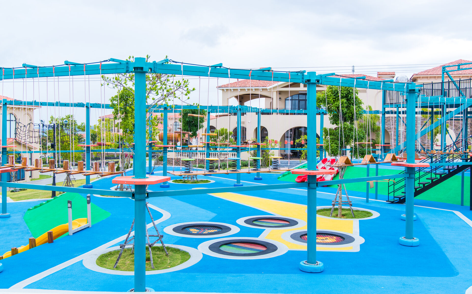 WINAM outdoor playground equipment with colourful EPDM rubber safety flooring, completed project 06 in Vietnam