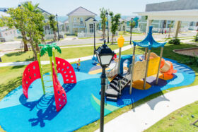 WINAM outdoor playground equipment with colourful EPDM rubber safety flooring, completed project 35 in Vietnam